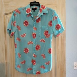 Urban Outfitters Teal Citrus Print Men's Shirt Size S
